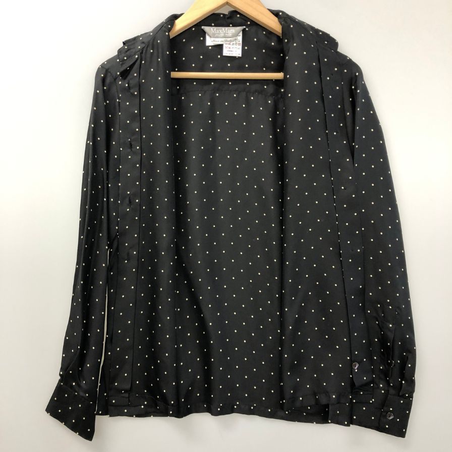 美品◆マックスマーラ  pura seta シャツ シルク ドット柄 レディース ブラック サイズ40 Max Mara 【AFB7】