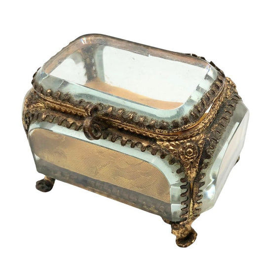 フランスアンティーク ジュエリーケース ガラス フック 小物入れ 1900年代【AFI4】【中古】