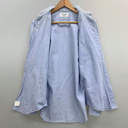 中古◆トムブラウン オックスフォードシャツ 袖プリント ボタンダウン コットン 長袖 L/S ブルー メンズ サイズ1 THOM BROWNE 【AFB9】