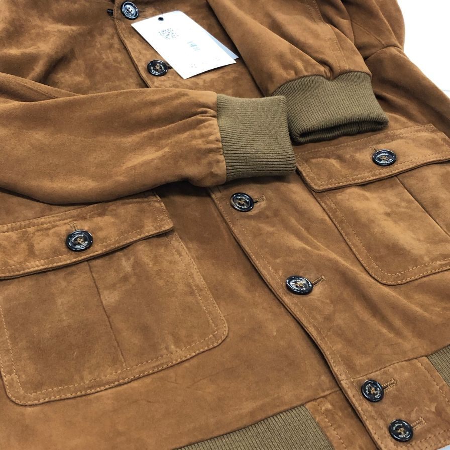 新品同様◆ヴァルスタリーノ ジャケット スエード ドライビング ブルゾン サンダルカラー サイズ46 VALSTARINO 【AFG1】
