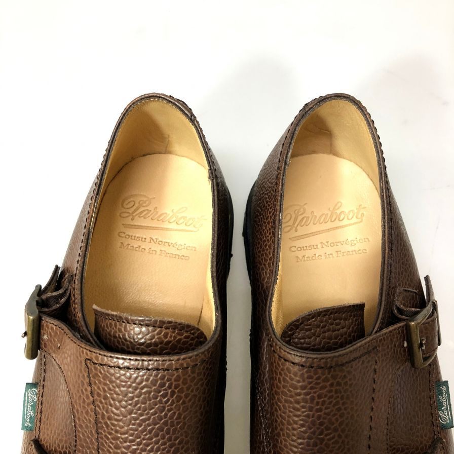 パラブーツ ダブルモンク ウィリアム  グレインレザー ブラウン ブラウン メンズ サイズUK6.5 PARABOOT ビジネスシューズ 約25.0cm【LA】【中古】