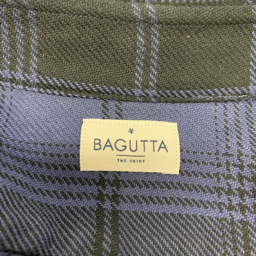 美品◆バグッタ フランネルシャツ コットン メンズ ブルー チェック柄 サイズS BAGUTTA 【AFB33】