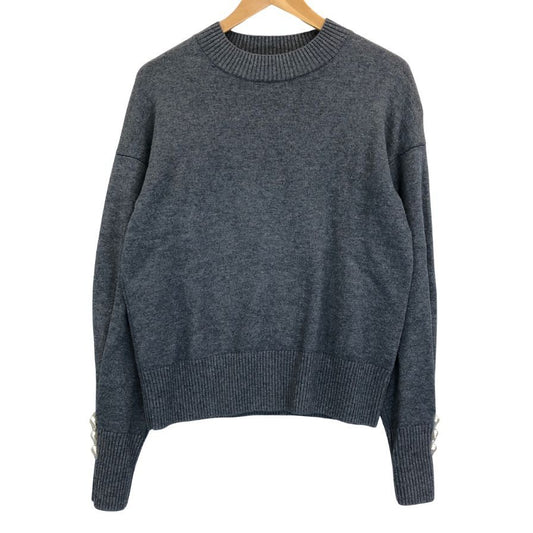 美品◆ル シェル ブルー 長袖ニット グレー ウール サイズ36 LE CIEL BLEU 【AFB48】