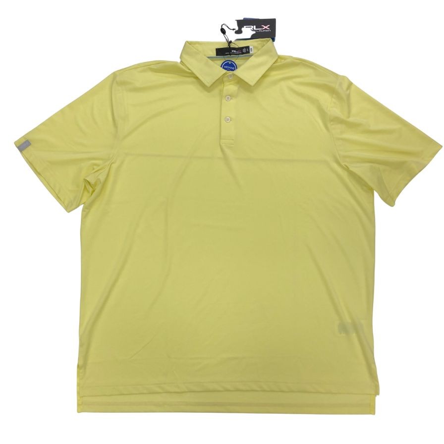 新品同様◆アールエルエックス ラルフローレン ポロシャツ 半袖 メンズ イエロー系 サイズXL RLX RALPH LAUREN 【AFB43】