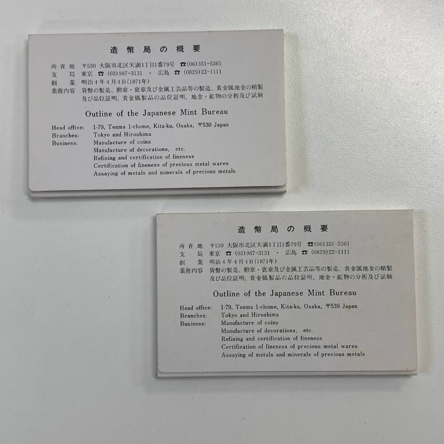 【2セット】大蔵省造幣局 昭和61年 1986 天皇陛下御在位六十年記念 500円白銅貨幣入り【AFB53】【中古】