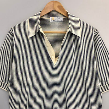 美品◆ジョンスメドレー ポロシャツ シーアイランドコットン ボーダー柄 メンズ ブルー サイズ不明 JOHN SMEDLEY 【AFB34】