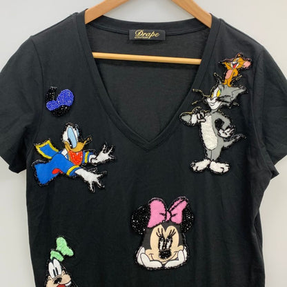 美品◆ドレープ Tシャツ メンズ ディズニー&ワーナーブラザーズ ビーズ付き サイズ不明 DRAPE 【AFB46】