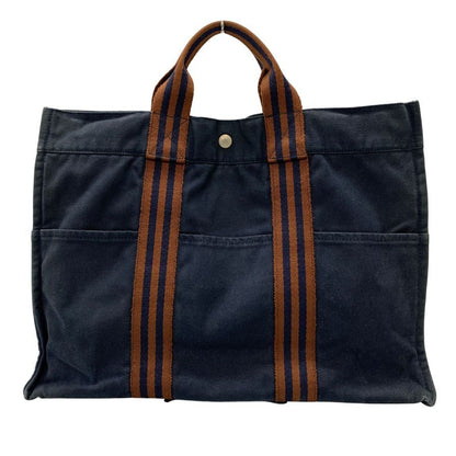 エルメス ハンドバッグ フールトゥー MM キャンバス ハンドバッグ レディース ネイビー  HERMES【AFE10】