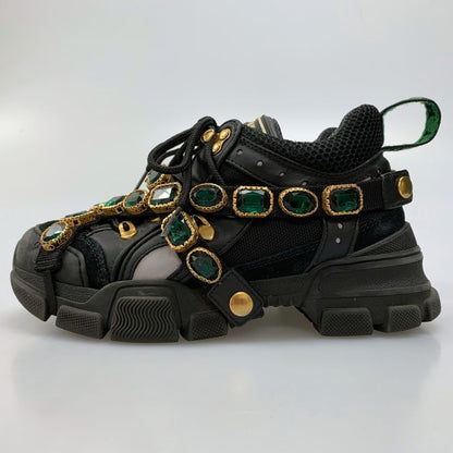 グッチ ローカットスニーカー ラインストーン ベルト ダッド 厚底 ブラック レディース サイズ35 GUCCI 約22.0cm【AFC32】