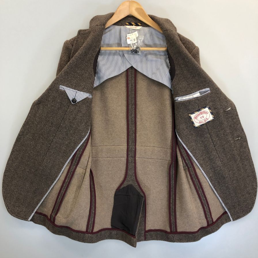 新品同様◆ブルックスブラザース 1818  2Bテーラードジャケット エルボーパッチ コットン メンズXS ブラウン BROOKS BROTHERS 【AFA7】