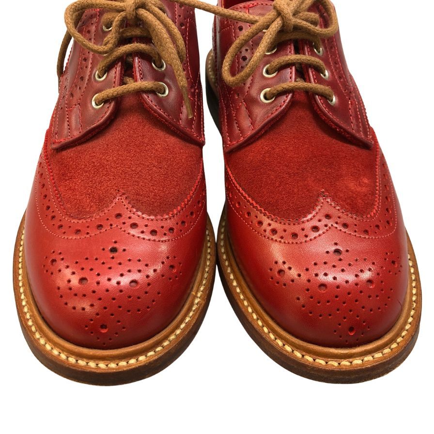 トリッカーズ L5633 カントリーシューズ カーフ スエード レッド UK4ハーフ Tricker’s ビジネスシューズ 約23.0cm【LA】【中古】