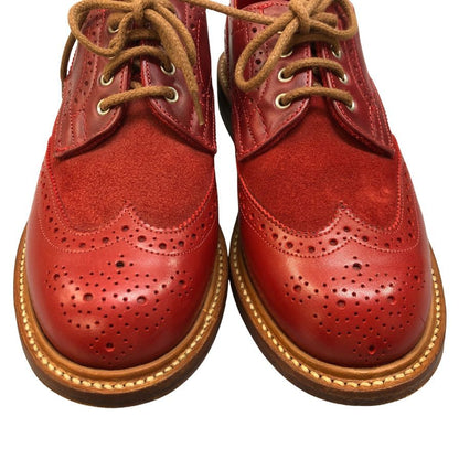 トリッカーズ L5633 カントリーシューズ カーフ スエード レッド UK4ハーフ Tricker’s ビジネスシューズ 約23.0cm【LA】【中古】