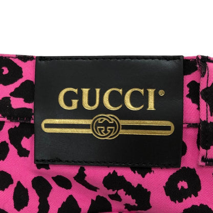 グッチ ビビットカラー スキニーパンツ レオパード柄 ストレッチ レディース サイズ28 ピンク GUCCI 【AFB25】