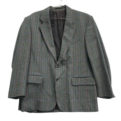 中古◆バーバリー テーラードジャケット ダブル 90S 旧タグ チェック グリーン系 メンズ サイズ 表記なし Burberry 【AFA7】