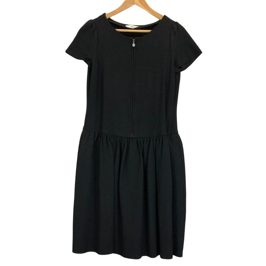美品◆ルネ ワンピース 半袖 レーヨン フレア 6622510 ブラック レディース サイズ38 Rene 【AFB4】
