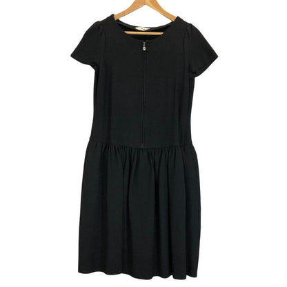 美品◆ルネ ワンピース 半袖 レーヨン フレア 6622510 ブラック レディース サイズ38 Rene 【AFB4】