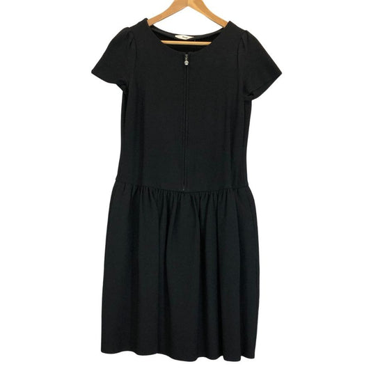 美品◆ルネ ワンピース 半袖 レーヨン フレア 6622510 ブラック レディース サイズ38 Rene 【AFB4】