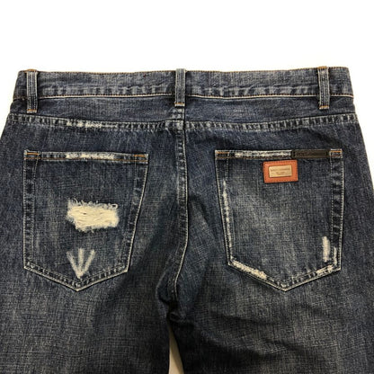 ドルチェ&ガッバーナ デニムパンツ レザーパッチ ダメージ加工 メンズ サイズ34 DOLCE&GABBANA 【AFB20】