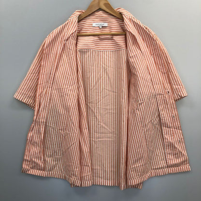 中古◆メゾンキツネ ストライプ 半袖開襟シャツ メンズ サイズM オレンジ MAISON KITSUNE 【AFB35】