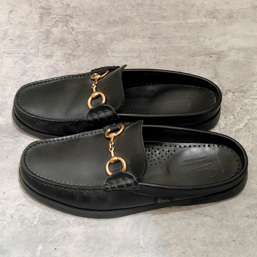 パラブーツ スリッポン バハマ MORS ホースビット カーフ ブラック サイズUK7 Paraboot スリッポン 約25.5cm【LA】【中古】