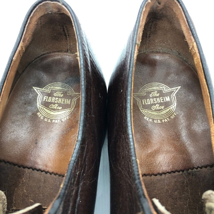 フローシャイム レザーシューズ カーフ ダークブラウン メンズ サイズ9F FLORSHEIM 約27.0cm【AFC6】