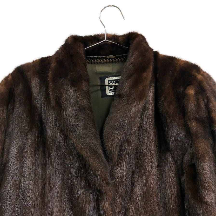 サガミンク 銀サガ  ミンク ハーフコート ダークブラウン レディース サイズ不明 SAGA MINK【AFG1】
