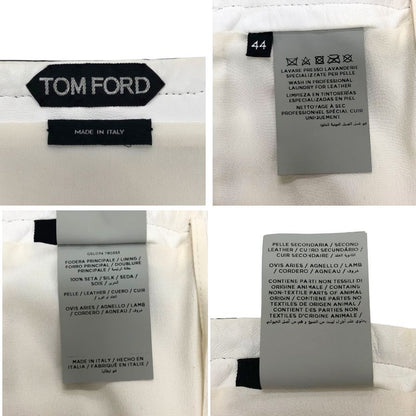 トムフォード レザースカート レディース ラムレザー サイズ44 ブラック×ホワイト TOM FORD【AFB29】