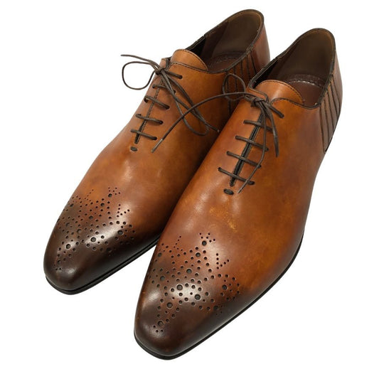 ルイヴィトン レザーシューズ ホールカット メダリオンメンズ サイズ7.5 Ｍブラウン LOUIS VUITTON 約25.5cm【AFD9】