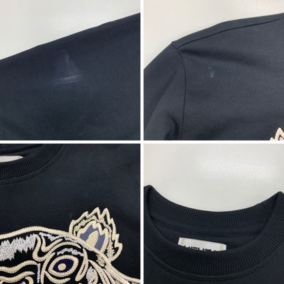 中古◆ケンゾー スウェットトレーナー 21AW タイガー 刺繍 ロゴ クルーネック パイル ブラック メンズ サイズXS KENZO 【AFB3】