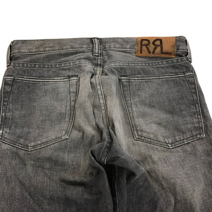 ダブルアールエル ラルフローレン デニムパンツ ストレート 革パッチ ボタンフライ グレー メンズ サイズ W29 L30 RRL RALPH LAUREN 【AFB39】