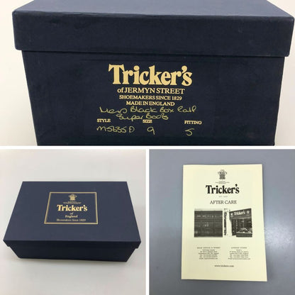 トリッカーズ バーフォード ブラックカーフ ブーツ サイズUK9 旧タグ M5635D Tricker's BURFORD 約27.5cm【AFD5】