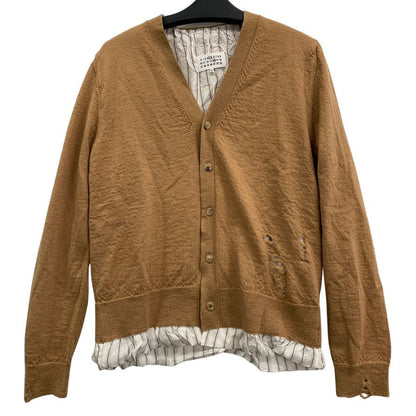 極美品◆メゾン マルジェラ 22AW Vネックカーディガン ダメージ加工 ベージュ メンズ サイズM SI1HA0006 Maison Margiela 【AFB4】