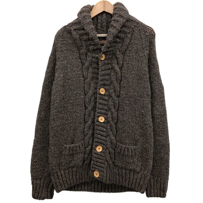 美品◆アーバンリサーチ ドアーズ ハンドニット 木製ボタン ペルー製 メンズ サイズL ブラウン URBAN RESEARCH DOORS 【AFB26】