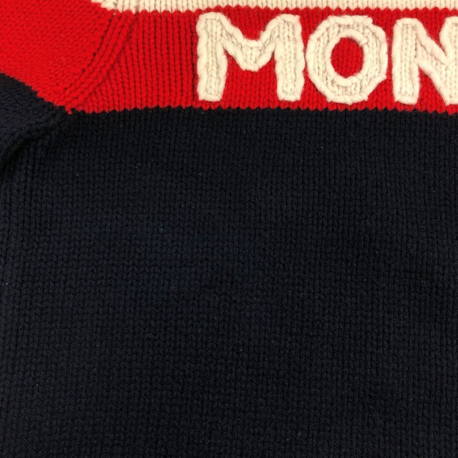 美品◆モンクレール ロゴ ニット 19AW ネイビー系 レディース サイズM MAGLIONE TORICOT CICLISTA MONCLER 【AFB22】