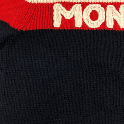 美品◆モンクレール ロゴ ニット 19AW ネイビー系 レディース サイズM MAGLIONE TORICOT CICLISTA MONCLER 【AFB22】