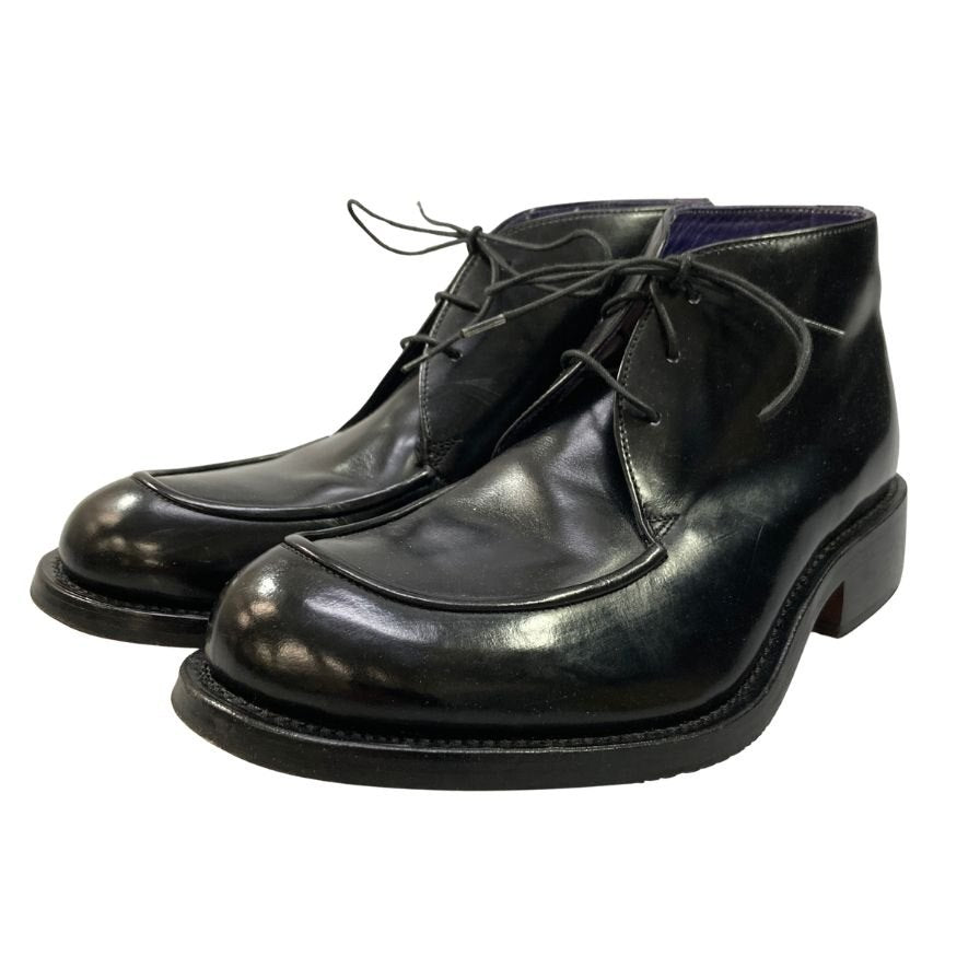 ポールスミス チャッカブーツ レザー ガラスレザー Uチップ 20021 メンズ ブラック サイズ8  Paul smith 約27.0cm【AFC30】