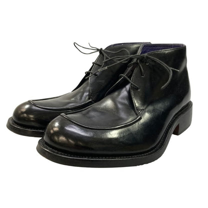 ポールスミス チャッカブーツ レザー ガラスレザー Uチップ 20021 メンズ ブラック サイズ8  Paul smith 約27.0cm【AFC30】