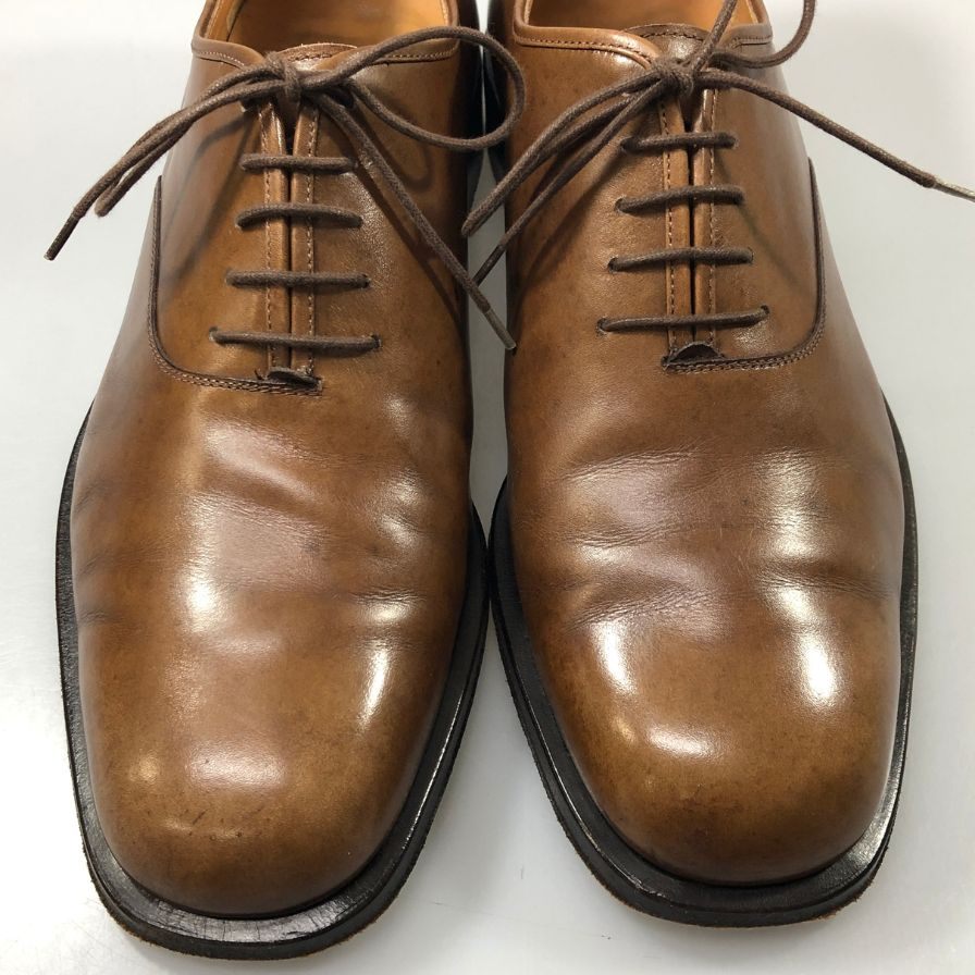 サルヴァトーレフェラガモ レザーシューズ ホールカット 6321 ラウンドトゥ カーフ ブラウン サイズUK8EEE  Salvatore Ferragamo 約26.5cm【AFC7】