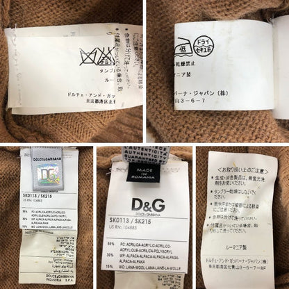 美品◆ドルチェ&ガッバーナ ニット タートルネック DG刺繍 アクリル レディース ブラウン サイズM DOLCE&GABBANA 【AFB11】
