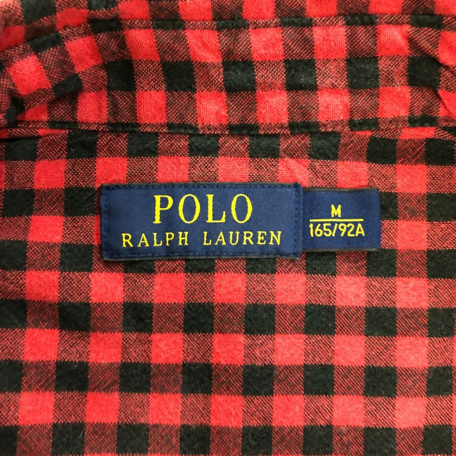 美品◆ポロ ラルフローレン 長袖シャツ チェック スナップボタン レッド サイズM メンズ POLO RALPH LAUREN 【AFB12】