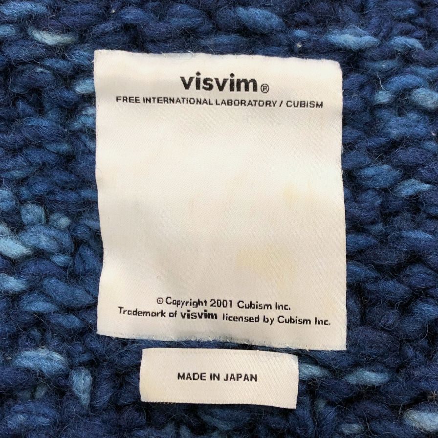 中古◆ヴィズヴィム ビズビム インディゴ カウチン ニット ジャケット 初代 INDIGO COWICHAN F.Z. 11FW  藍染 ウール  メンズ  サイズ2 visvim 【AFB34】