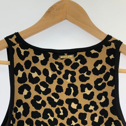 新品同様◆マイケルコース ワンピース ノースリーブ ドレス レオパード柄 レディース サイズXS 総柄 MICHAEL KORS 【AFB16】