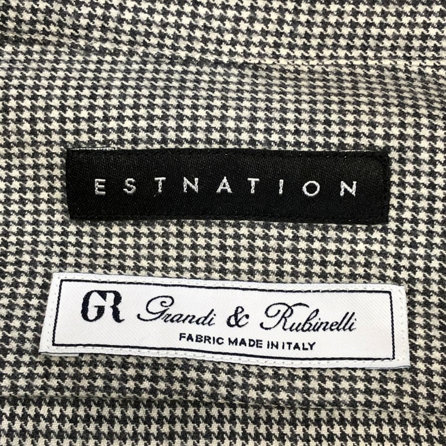 極美品◆エストネーション 長袖シャツ チェック Grandi & Rubinelli グレー系 メンズ サイズXL ESTNATION 【AFB38】