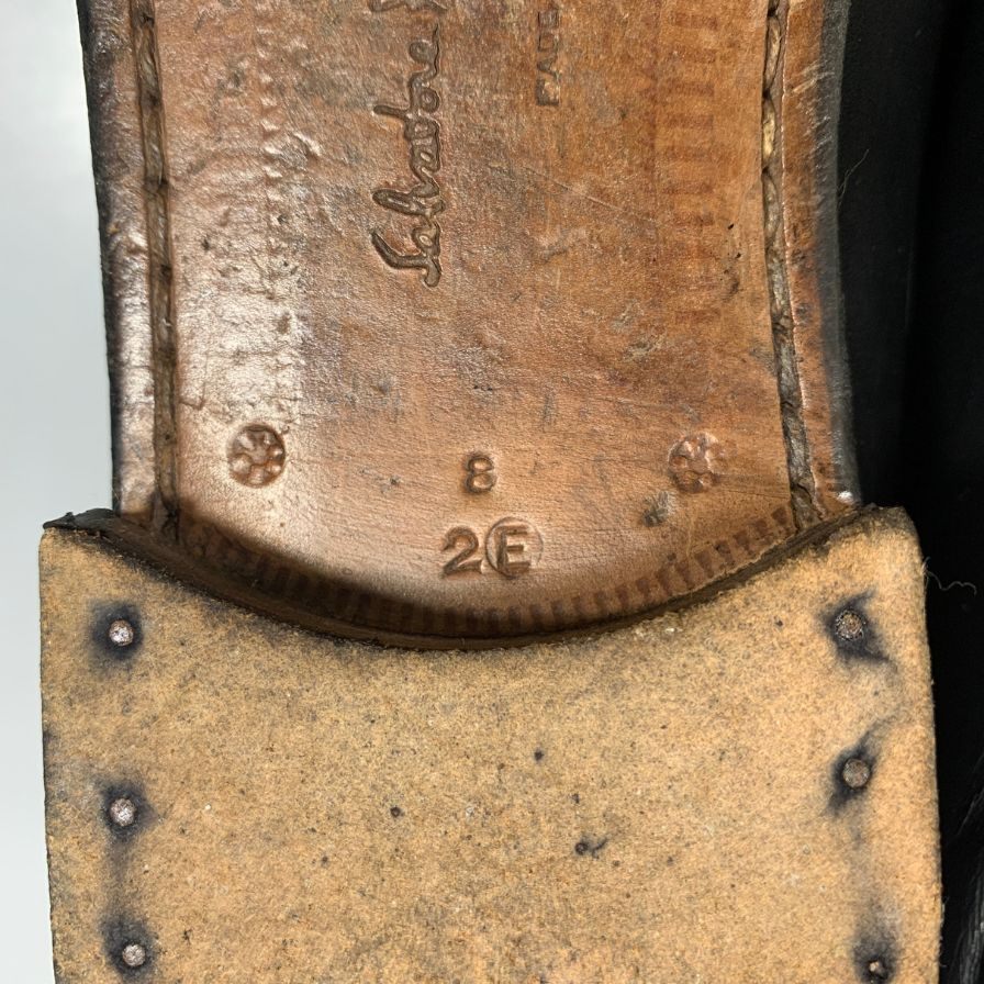 サルバトーレ フェラガモ ローファー 編み込 ローファー ブラック メンズ サイズ8 Salvatore Ferragamo 約26.0cm【AFC45】