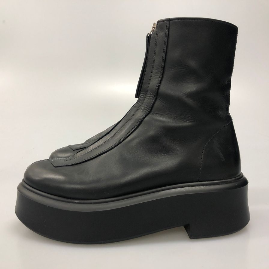 ザ ロウ ジップブーツ フロントジップ レザー ブラック レディース サイズ35.5 THE ROW 約22.0cm【AFD1】