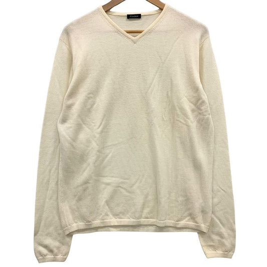 中古◆クルチアーニ ニット ウール100％ Vネック メンズ サイズ48 アイボリー Cruciani 【AFB28】