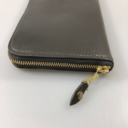グレンロイヤル 長財布 ラウンドジップ ブライドルレザー グレー ゴールド金具 GLENROYAL【AFI1】