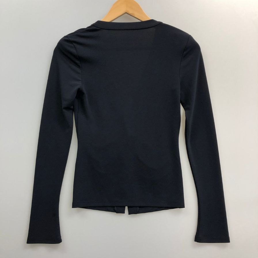 中古◆フォクシ―ニューヨーク カーディガン マットストレッチジャージー 肩パッド付 ネイビー サイズ38 FOXEY NEWYORK 【AFB34】