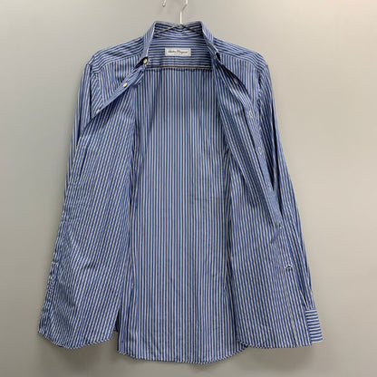 美品◆サルヴァトーレ フェラガモ シャツ ストライプ コットン ブルー メンズ サイズ39-R Salvatore Ferragamo 【AFB11】