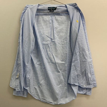 中古◆ラルフローレン ボタンダウンシャツ 90S チェック ブルー メンズ サイズM Ralph Lauren 【AFB27】